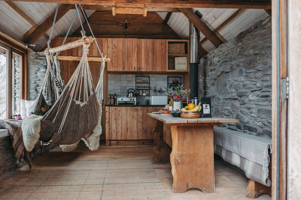 inside the beach hut